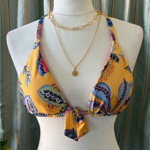 BECCA Reversible Floral Halter Bikini Top Size M